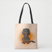 Black & Tan Cavalier King Charles Dog auf Orange Tasche (Vorderseite)