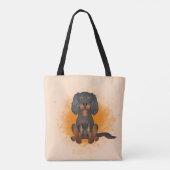 Black & Tan Cavalier King Charles Dog auf Orange Tasche (Rückseite)