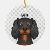 Black & Tan Cavalier King Charles Dog Head & Name Keramik Ornament (Vorne)