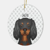 Black & Tan Cavalier King Charles Dog Head & Name Keramik Ornament (Links)