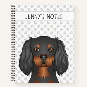 Black & Tan Cavalier King Charles Dog Head & Text Notizblock