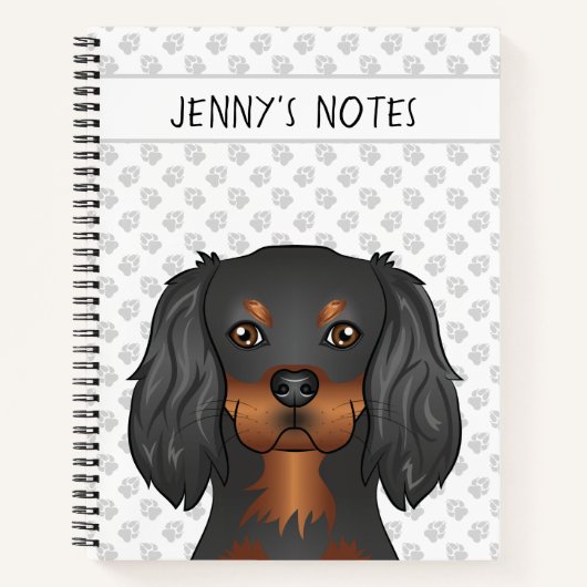 Black & Tan Cavalier King Charles Dog Head & Text Notizblock (Vorderseite)