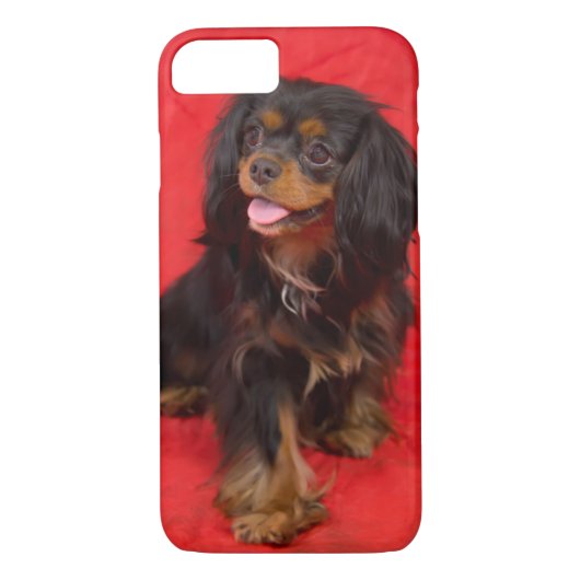 Black Tan Cavalier King Charles Puppy iPhone Case (Rückseite)