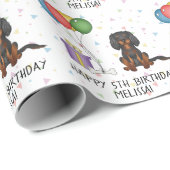 Black & Tan Cavalier King Charles Spaniel Birthday Geschenkpapier (Rolleneckpunkt)