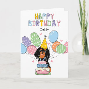 Black Tan Cavalier King Charles Spaniel Birthday Karte