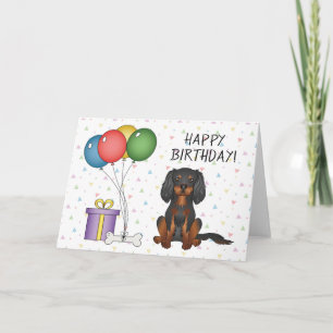 Black & Tan Cavalier King Charles Spaniel Birthday Karte