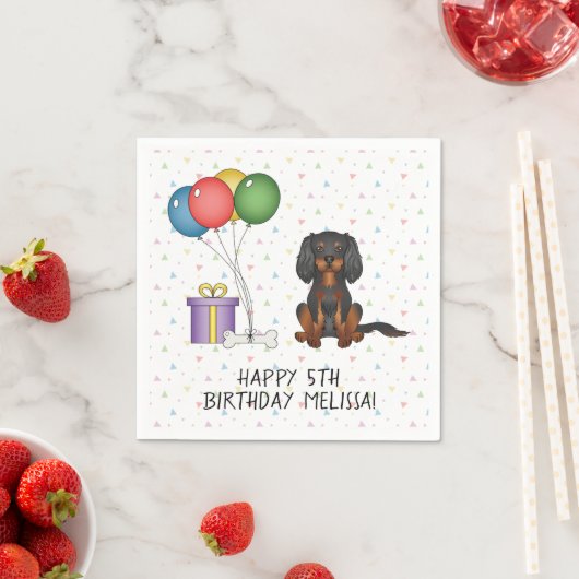 Black & Tan Cavalier King Charles Spaniel Birthday Serviette (Beispiel)
