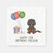 Black & Tan Cavalier King Charles Spaniel Birthday Serviette (Vorderseite)
