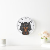 Black & Tan Cavalier King Charles Spaniel Dog Head Runde Wanduhr (Zuhause)