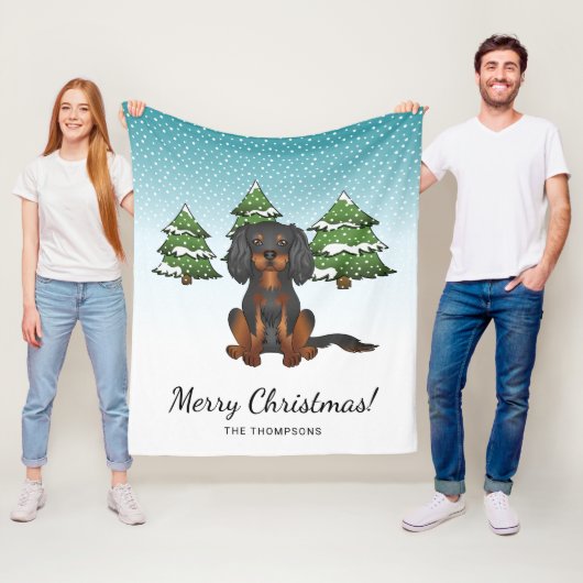 Black Tan Cavalier King Charles Spaniel im Winter Fleecedecke (Beispiel)