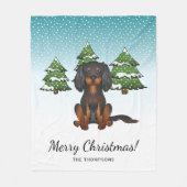 Black Tan Cavalier King Charles Spaniel im Winter Fleecedecke (Vorderseite)