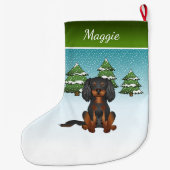 Black Tan Cavalier King Charles Spaniel im Winter Großer Weihnachtsstrumpf (Rückseite)
