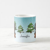 Black Tan Cavalier King Charles Spaniel im Winter Kaffeetasse (Mittel)