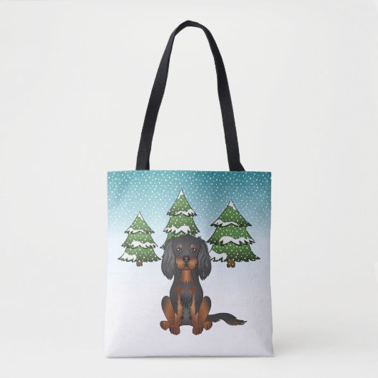 Black Tan Cavalier King Charles Spaniel im Winter Tasche (Vorderseite)