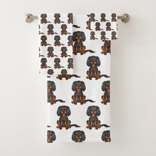 Black & Tan Cavalier King Charles Spaniel Muster Badhandtuch Set (Insitu)