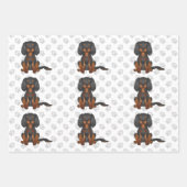 Black & Tan Cavalier King Charles Spaniel Muster Geschenkpapier Set (Vorderseite 2)