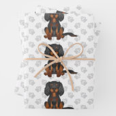 Black & Tan Cavalier King Charles Spaniel Muster Geschenkpapier Set (Beispiel)