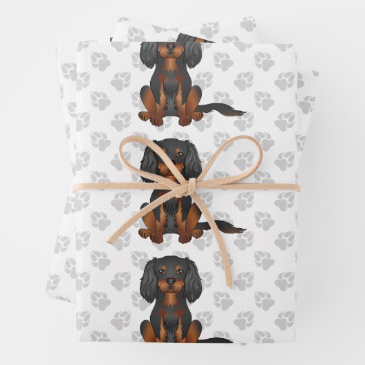 Black & Tan Cavalier King Charles Spaniel Muster Geschenkpapier Set (Beispiel)