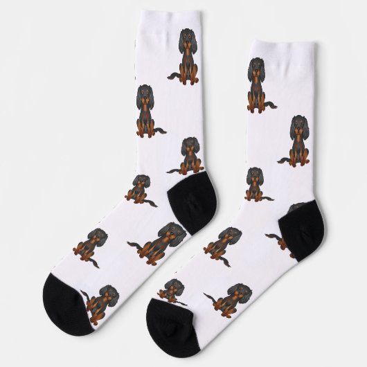Black & Tan Cavalier King Charles Spaniel Muster Socken (Linkes Detail)