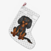 Black & Tan Cavalier King Charles Spaniel & Name Großer Weihnachtsstrumpf (Vorderansicht (hängend))