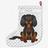 Black & Tan Cavalier King Charles Spaniel & Name Großer Weihnachtsstrumpf (Rückseite)
