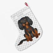 Black & Tan Cavalier King Charles Spaniel & Name Großer Weihnachtsstrumpf (Rückseite (Hängend))