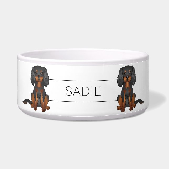 Black & Tan Cavalier King Charles Spaniel & Name Napf (Vorderseite)