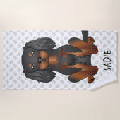 Black & Tan Cavalier King Charles Spaniel & Name Strandtuch (Vorderseite)