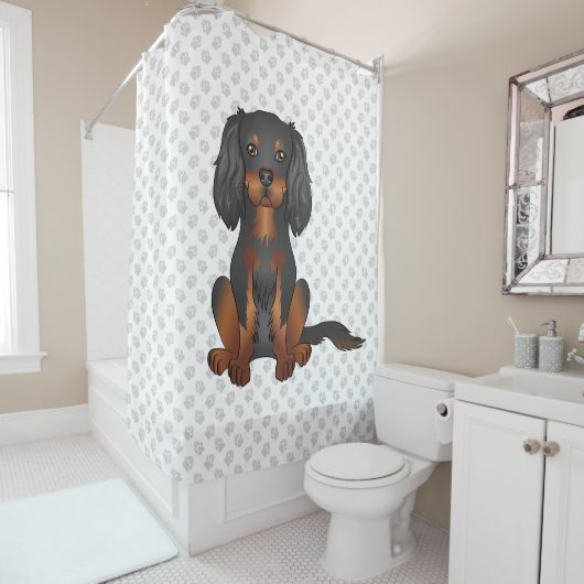 Black & Tan Cavalier King Charles Spaniel & Paws Duschvorhang (Beispiel)