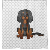 Black & Tan Cavalier King Charles Spaniel & Paws Duschvorhang (Vorderseite)