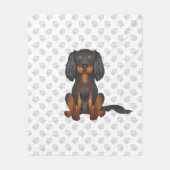 Black & Tan Cavalier King Charles Spaniel & Paws Fleecedecke (Vorderseite)