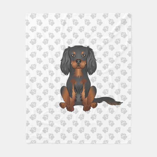 Black & Tan Cavalier King Charles Spaniel & Paws Fleecedecke (Vorderseite)