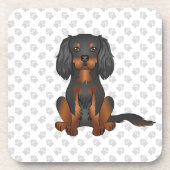Black & Tan Cavalier King Charles Spaniel & Paws Getränkeuntersetzer (Vorderseite)