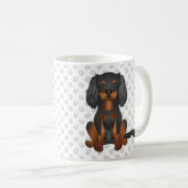 Black & Tan Cavalier King Charles Spaniel & Paws Kaffeetasse (VorderseiteRechts)