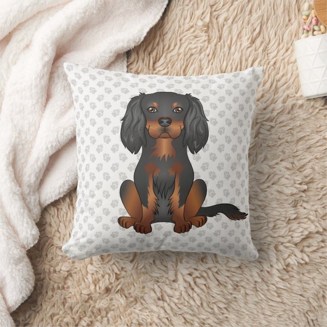 Black & Tan Cavalier King Charles Spaniel & Paws Kissen (Decke)