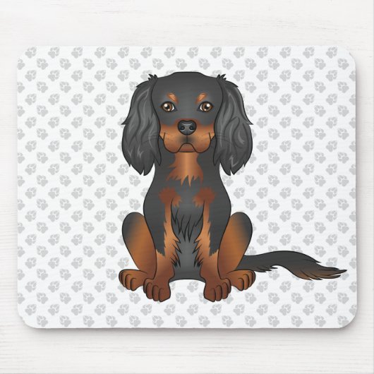 Black & Tan Cavalier King Charles Spaniel & Paws Mousepad (Vorne)