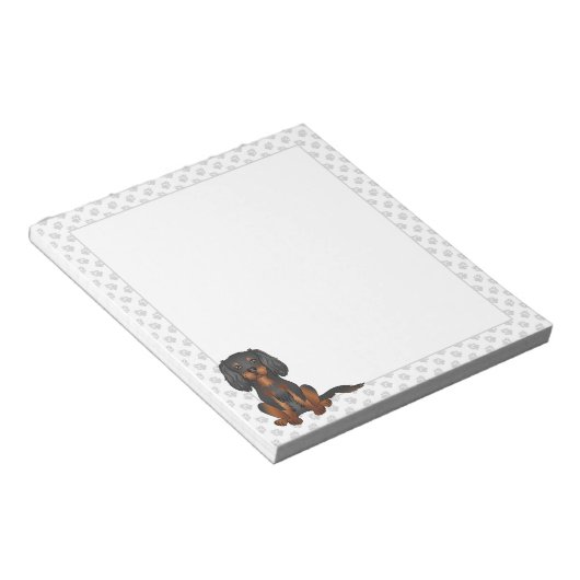 Black & Tan Cavalier King Charles Spaniel & Paws Notizblock (angewinkelt)