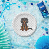 Black & Tan Cavalier King Charles Spaniel & Paws Pappteller (Party)