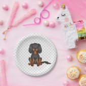 Black & Tan Cavalier King Charles Spaniel & Paws Pappteller (Party)
