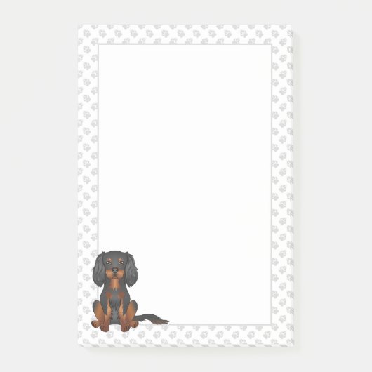 Black & Tan Cavalier King Charles Spaniel & Paws Post-it Klebezettel (Vorderseite)