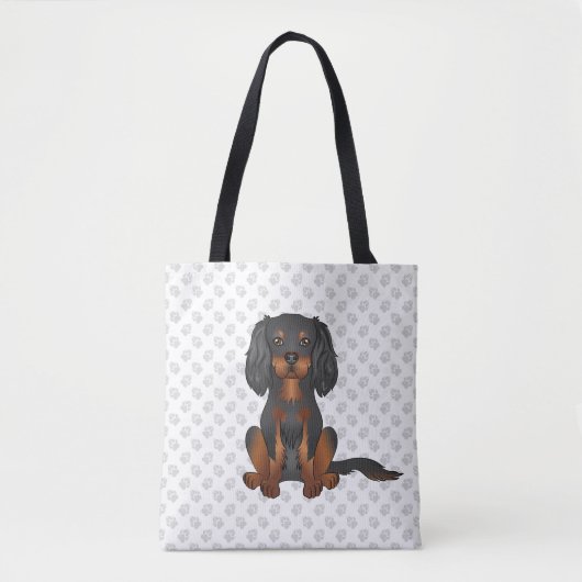 Black & Tan Cavalier King Charles Spaniel & Paws Tasche (Vorderseite)
