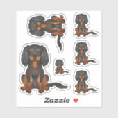 Black & Tan Cavalier King Charles Spaniel Sitzen Aufkleber (Blatt)