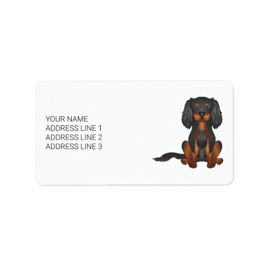 Black & Tan Cavalier King Charles Spaniel & Text Adressaufkleber (Vorne)