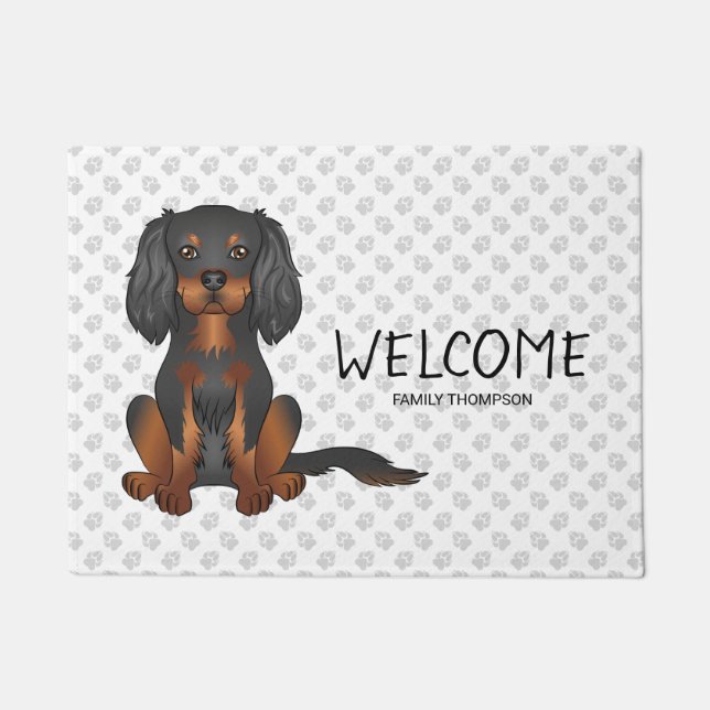 Black & Tan Cavalier King Charles Spaniel & Text Fußmatte (Vorderseite)