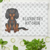 Black & Tan Cavalier King Charles Spaniel & Text Geschirrtuch (Gefaltet)