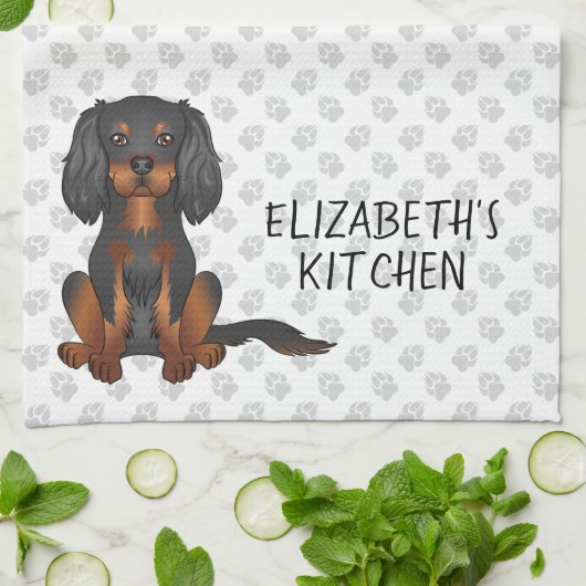 Black & Tan Cavalier King Charles Spaniel & Text Geschirrtuch (Gefaltet)