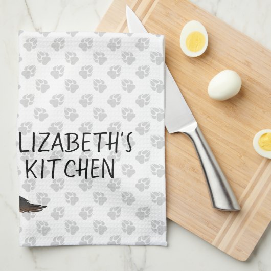 Black & Tan Cavalier King Charles Spaniel & Text Geschirrtuch (Viertel Falte)