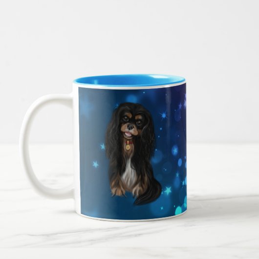 Black & Tan Cavalier King Charles Spaniel Zweifarbige Tasse (Links)