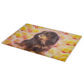 Black & Tan Cavalier Orange Rose Cutting Board Schneidebrett (Ecke)
