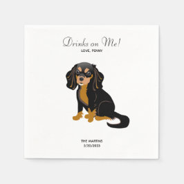 Black Tan Cavalier Wedding Cocktail Napkins Serviette